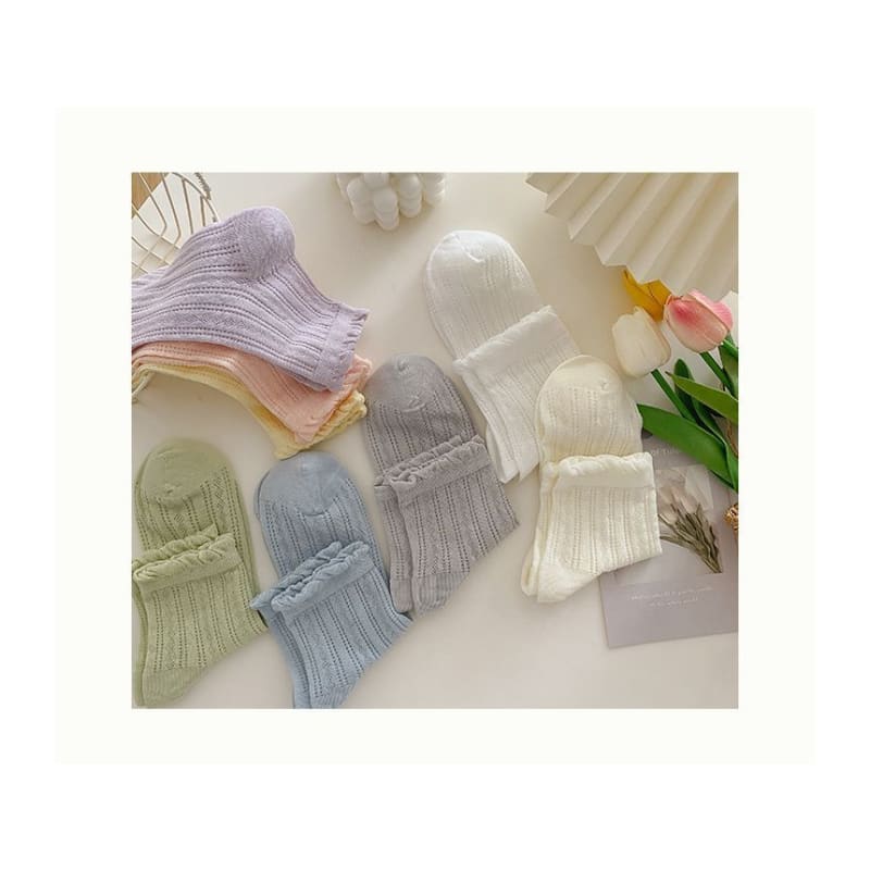 Plain Frill Short Socks Set