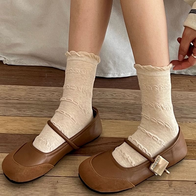 Plain Frill Trim Socks / Set