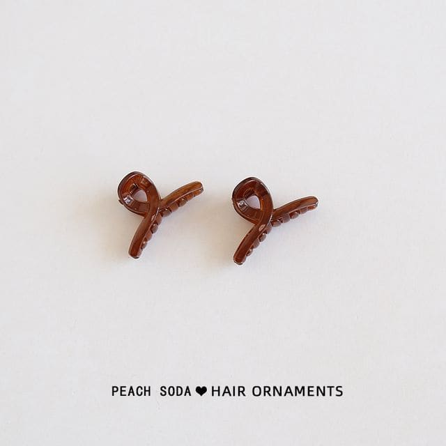 Plain Hair Claw Set - Set of 2 - Coffee / One Size