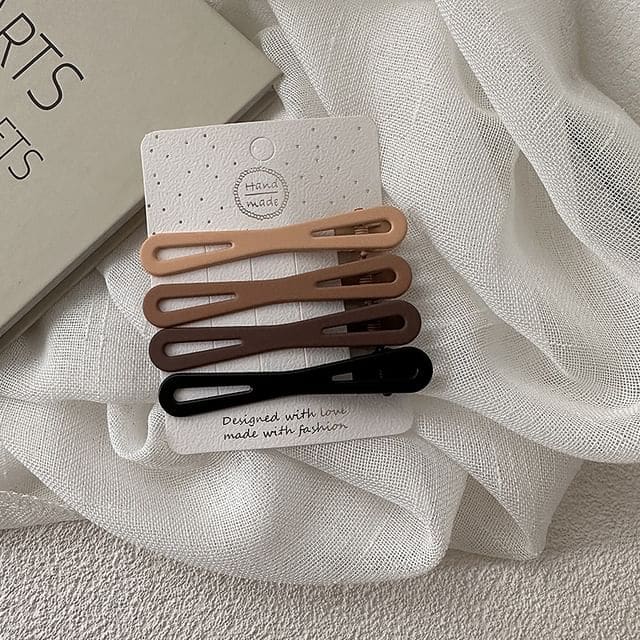 Plain Hair Clip / Set - 02 - Brown / One Size