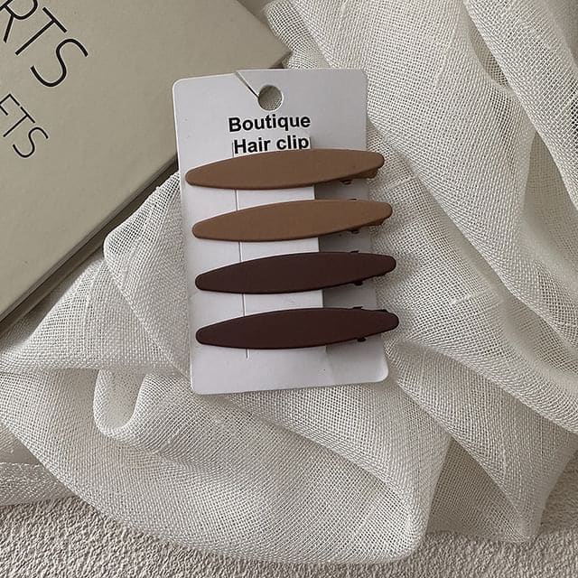 Plain Hair Clip / Set - 07 - Brown / One Size