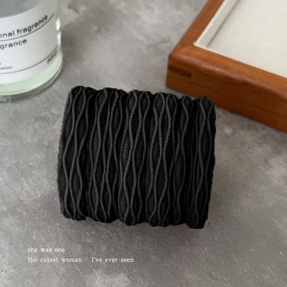 Plain Hair Tie/ Set - Set of 5 - Rhombus - Black / One Size