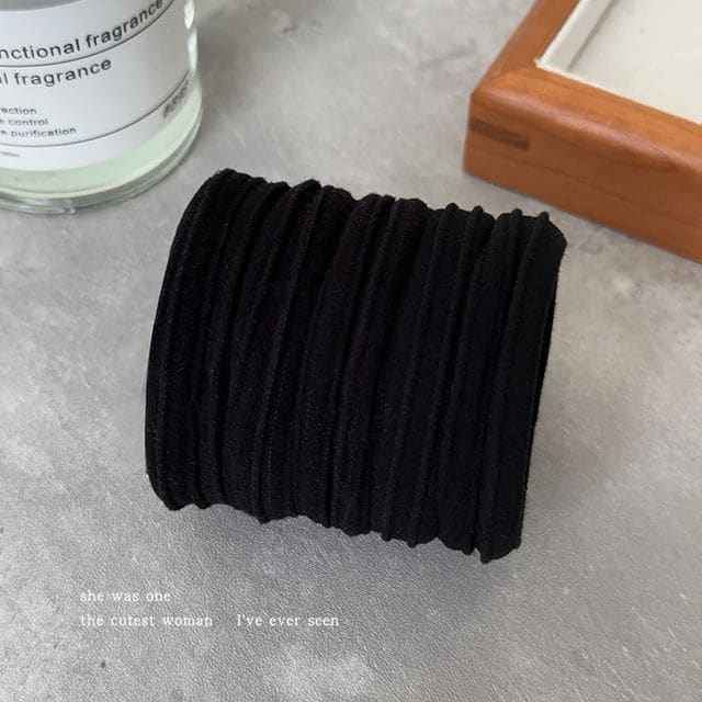 Plain Hair Tie/ Set - Set of 5 - Stripe - Black / One Size