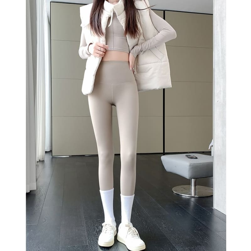 Plain High Rise Sheath Leggings