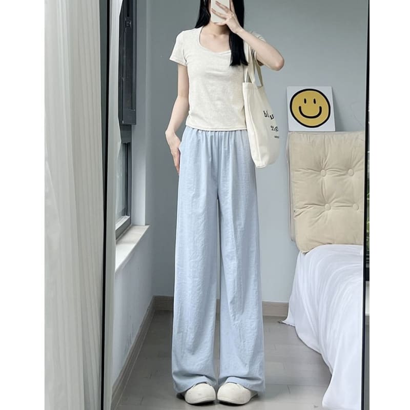 Plain High Rise Wide Leg Sweatpants