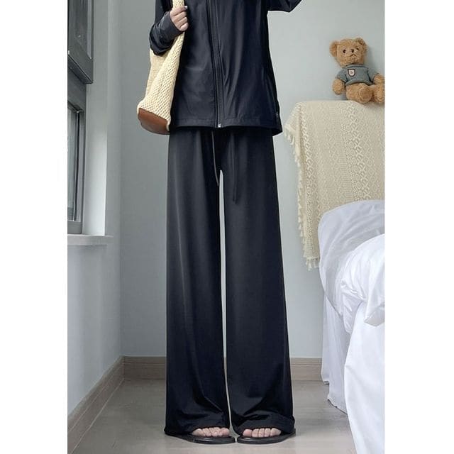 Plain High Waist Wide - Black / S