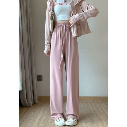 Plain High Waist Wide - Pink / S