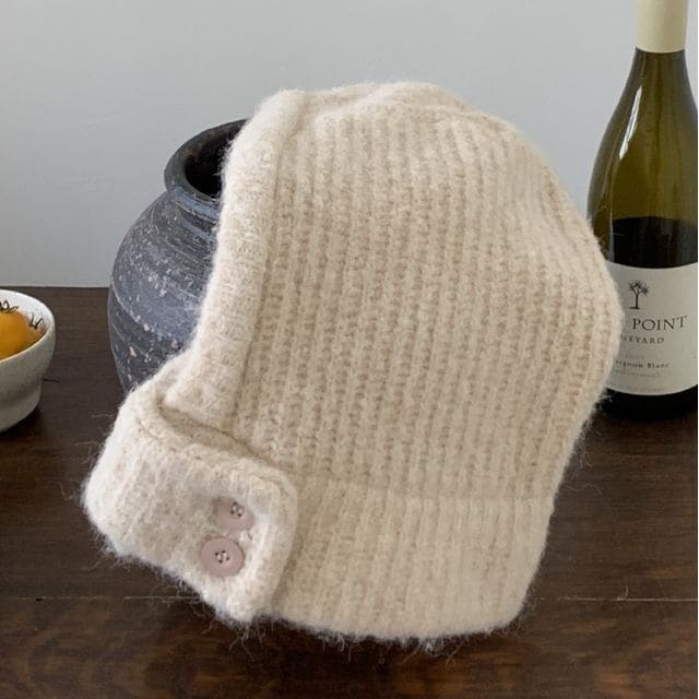 Plain Knit Balaclava - Almond / One Size