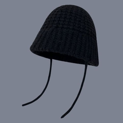 Plain Knit Bucket Hat - G107CHT - Black / One Size