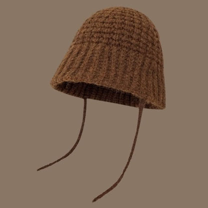 Plain Knit Bucket Hat - G107CHT - Coffee / One Size