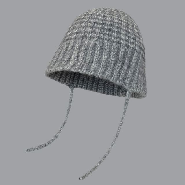 Plain Knit Bucket Hat - G107CHT - Gray / One Size