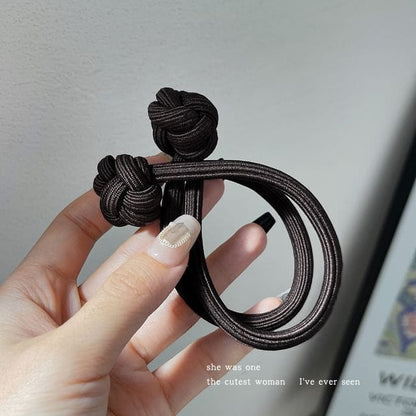 Plain Knot Hair Tie / Set - 1 Pc - Black / One Size