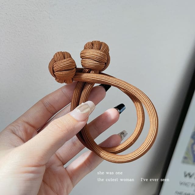 Plain Knot Hair Tie / Set - 1 Pc - Coffee / One Size