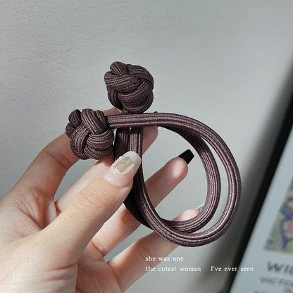 Plain Knot Hair Tie / Set - 1 Pc - Dark Brown / One Size