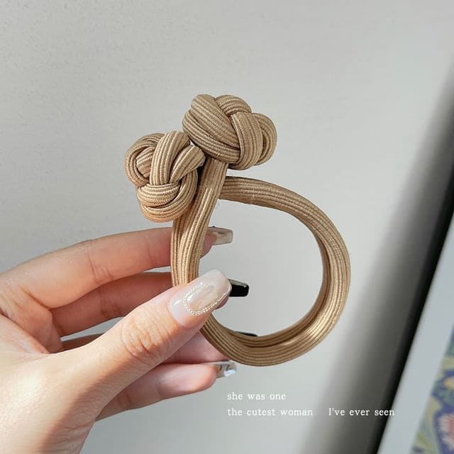 Plain Knot Hair Tie / Set - 1 Pc - Khaki / One Size