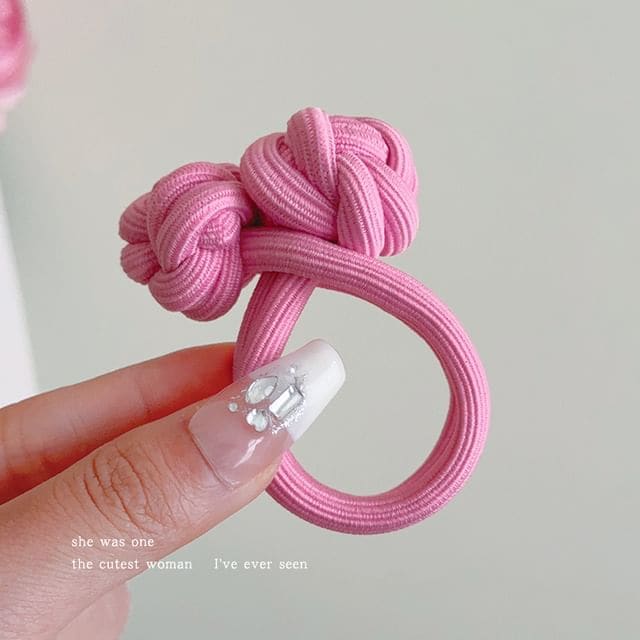 Plain Knot Hair Tie / Set - 1 Pc - Pink / One Size