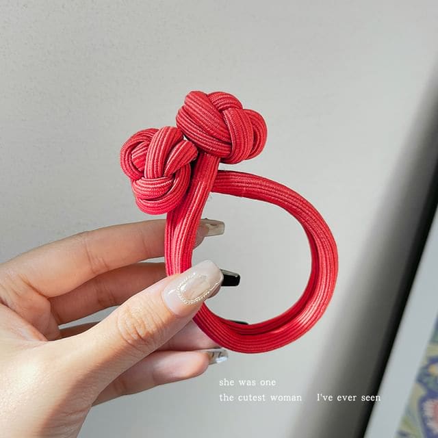 Plain Knot Hair Tie / Set - 1 Pc - Red / One Size