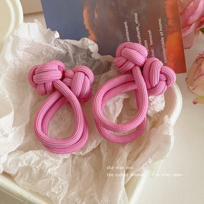 Plain Knot Hair Tie / Set - Set of 2 - Pink / One Size