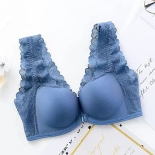 Plain Lace Panel Front Closure Wireless Bra / Panty / Set