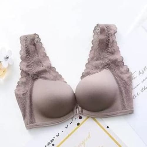 Plain Lace Panel Front Closure Wireless Bra / Panty / Set