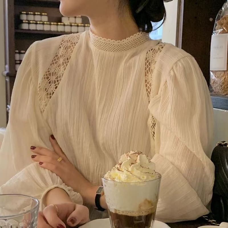 Plain Lace Trim Blouse