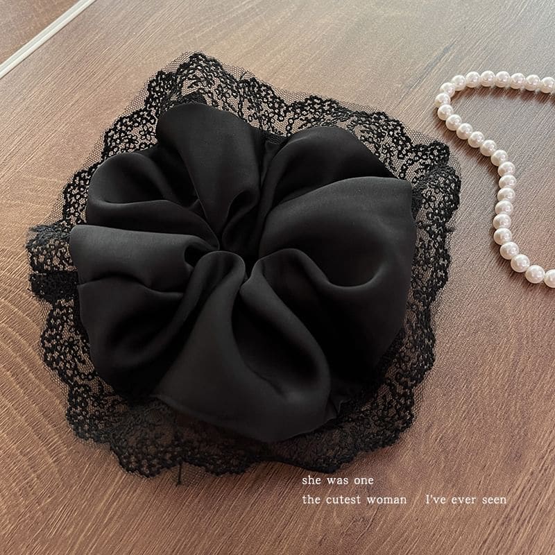 Plain Lace Trim Scrunchie