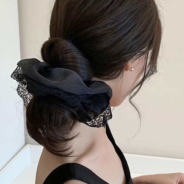 Plain Lace Trim Scrunchie