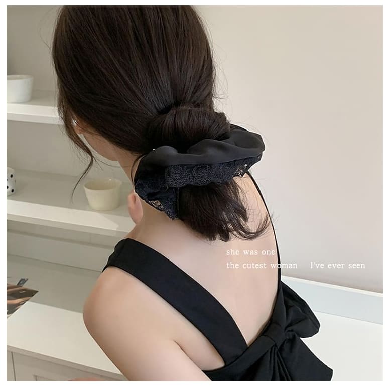 Plain Lace Trim Scrunchie