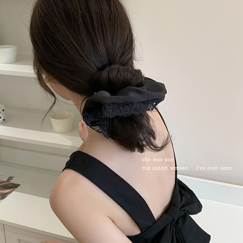 Plain Lace Trim Scrunchie