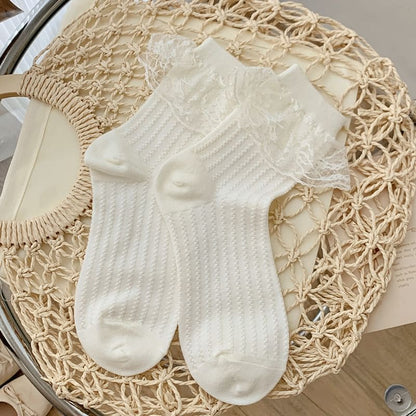 Plain Lace Trim Socks