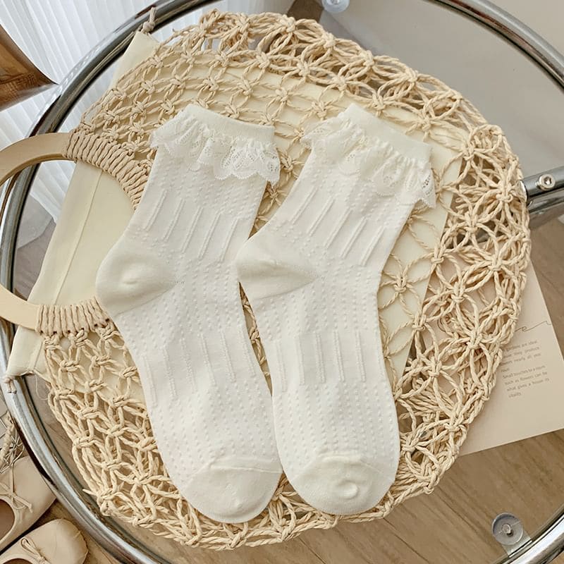 Plain Lace Trim Socks