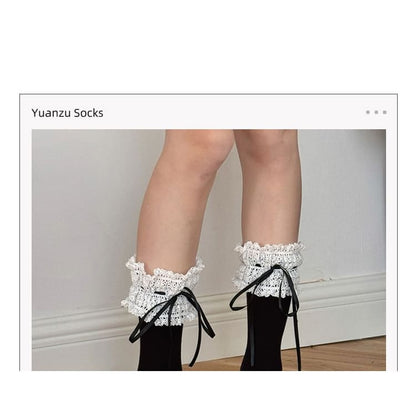 Plain Lace Trim Socks / Set