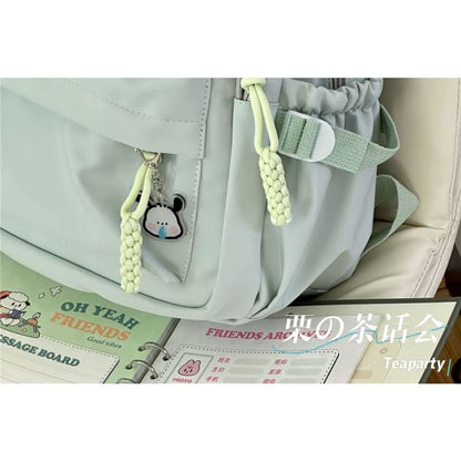 Plain Lettering Logo Laptop Backpack / Charm / Set