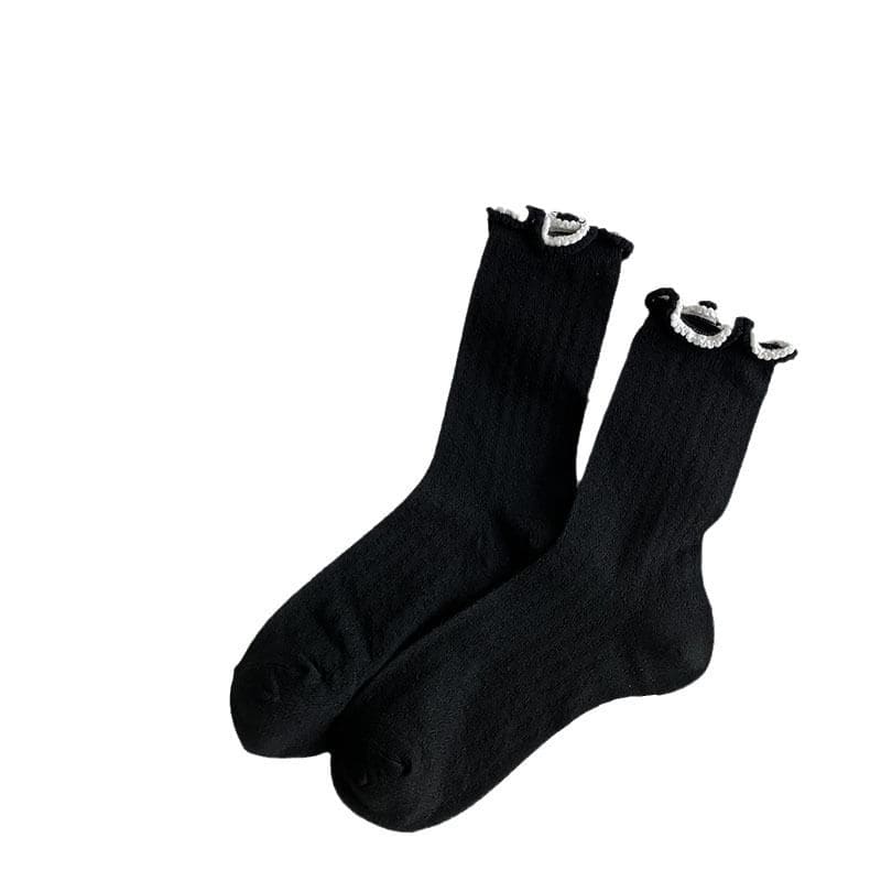 Plain Lettuce Edge Socks