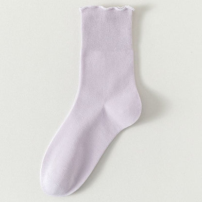 Plain Lettuce Edge Socks Set