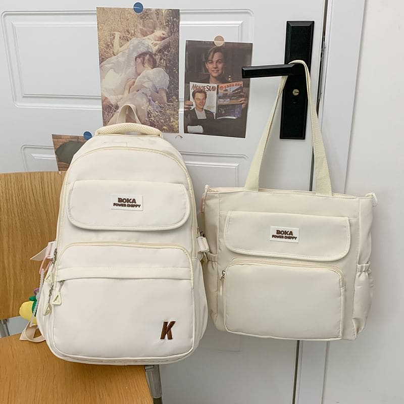 Plain Logo Crossbody Bag / Backpack / Pear Charm / Set