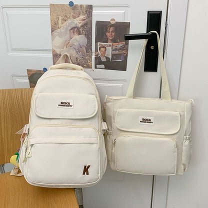 Plain Logo Crossbody Bag / Backpack / Pear Charm / Set