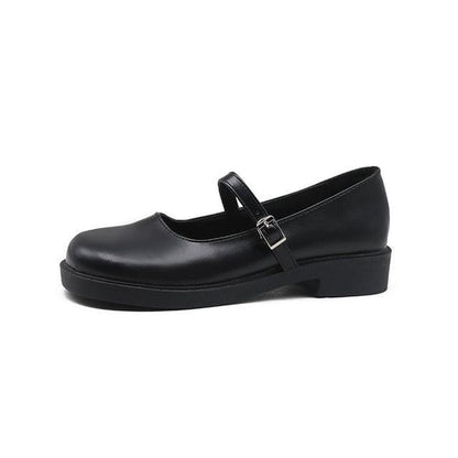 Plain Mary Jane Shoes - Matte - Black / 35