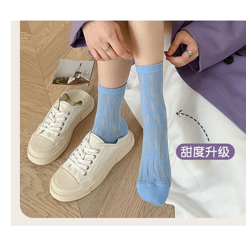 Plain Mesh Panel Socks Set