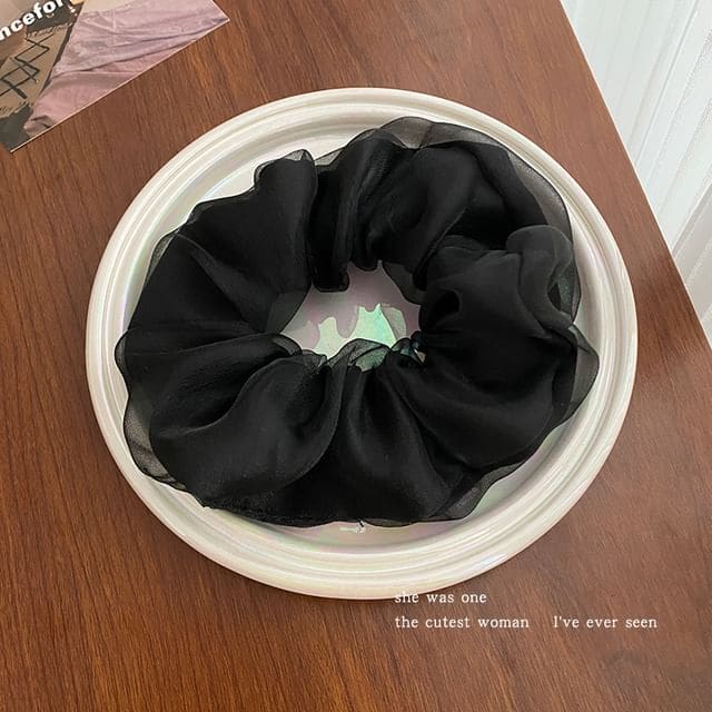 Plain Mesh Scrunchie - 619 - Black / One Size