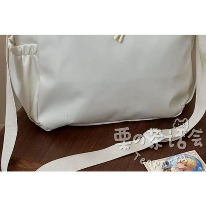 Plain Multi-Pocket Crossbody Tote Bag