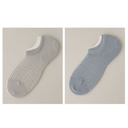 Plain No Show Socks Set - Set Of 2 Pairs - Gray & Blue