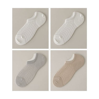 Plain No Show Socks Set - Set Of 4 Pairs - 2 Pairs White &