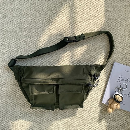 Plain Nylon Belt Bag - Green / One SIze