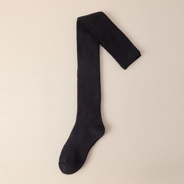 Plain Over the Knee Socks Set - 2 Pairs - Black / One Size