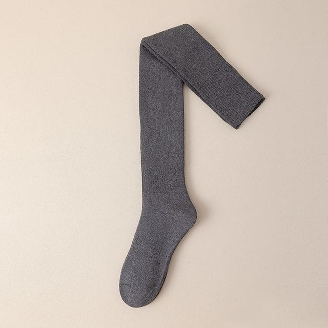 Plain Over the Knee Socks Set - 2 Pairs - Dark Gray