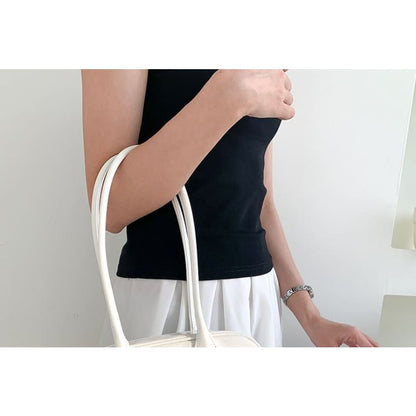 Plain Patent Leather Shoulder Bag