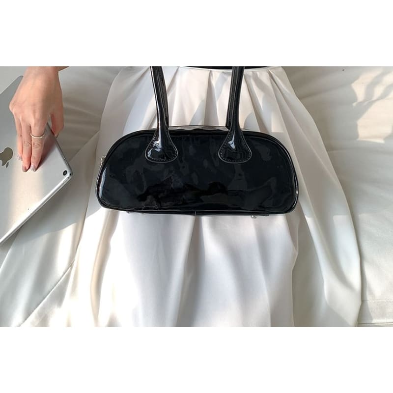 Plain Patent Leather Shoulder Bag