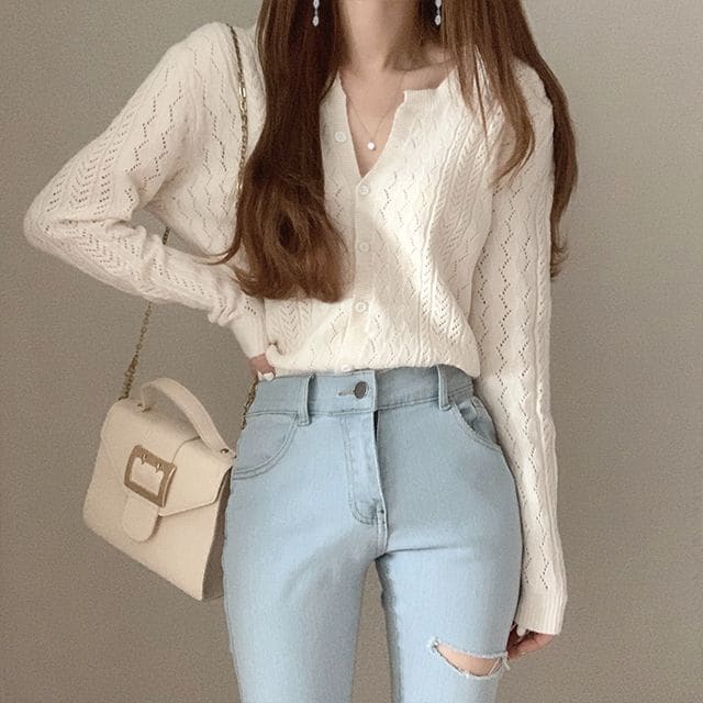 Plain Patterened Cardigan