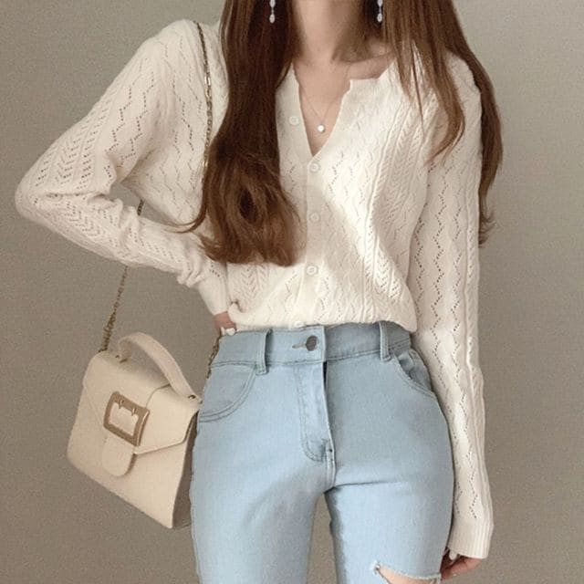 Plain Patterened Cardigan